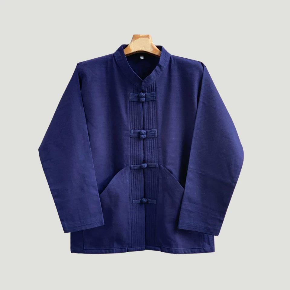 Men’s Lanna Cotton Shirt – Thai Style Mandarin Collar Shirt | Traditional Northern Thailand Fashion | Available Six Colors