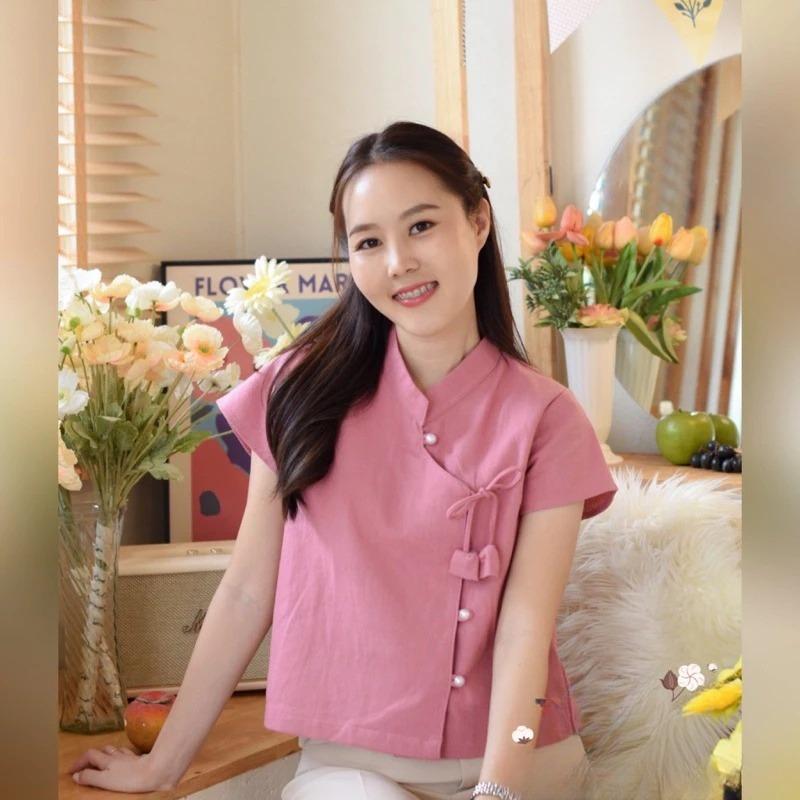 Thai Lanna Blouse - Thai Traditional Cotton Top - Thai Shirt - Cotton Shirt -Chest 36-44"”