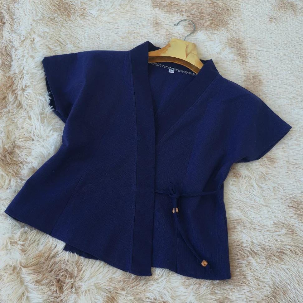 Thai Lanna Blouse - Thai Traditional Cotton Top - Thai Shirt - Cotton Shirt -Chest 36-44"”