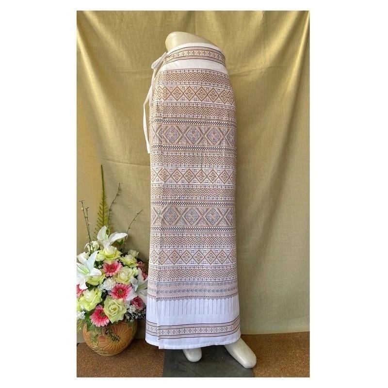 Thai Sarong Lanna Style - Thai, Laos Traditional Clothing - Cotton Sarong - Vintage Clothes