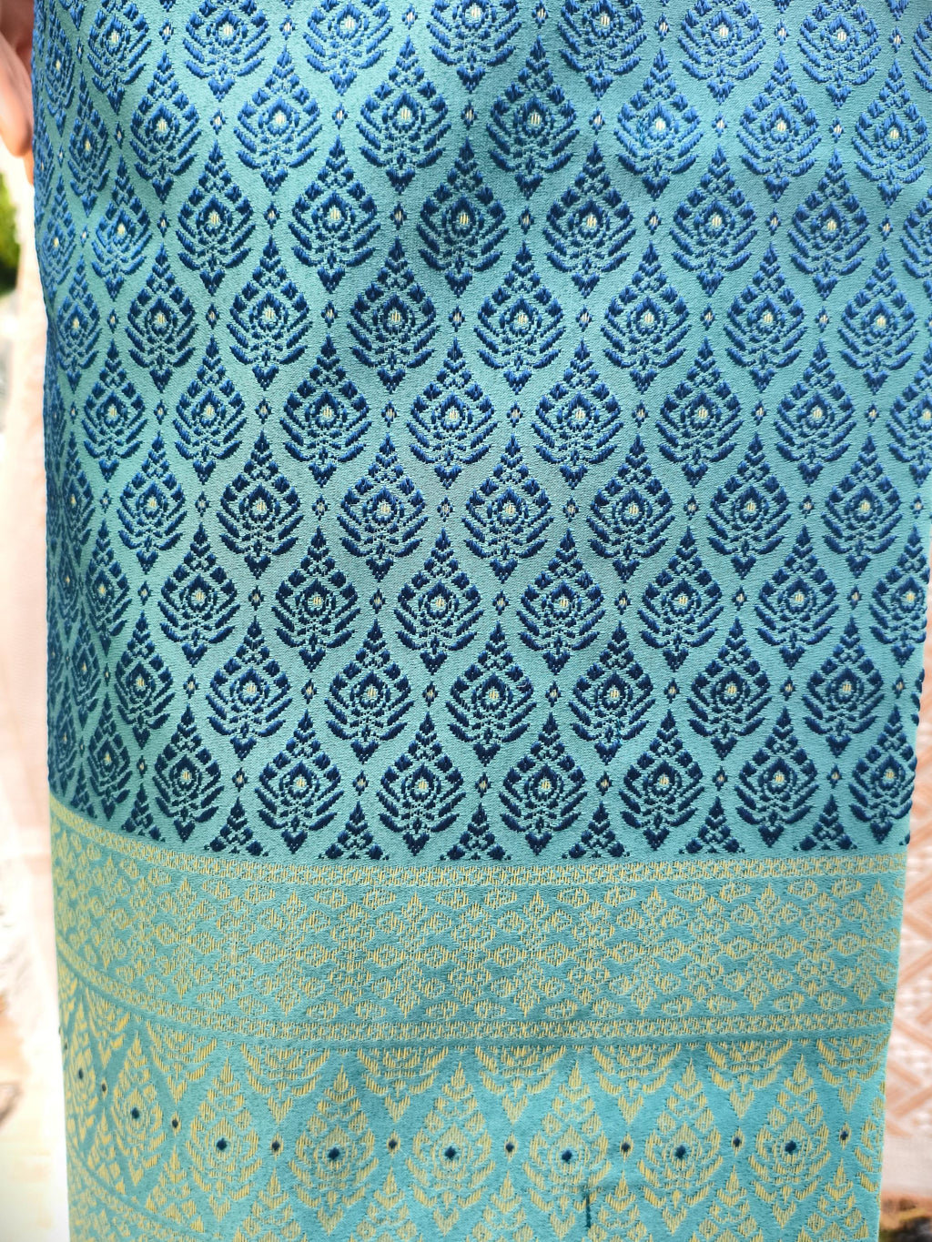 Set Thai Salong+Sabai with Fusible Interfacing - Silk Fabric - Free Size - Asian Salong - Lanna Style
