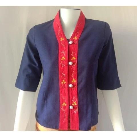 Thai Lanna Blouse - Thai Traditional Cotton Top - Thai Shirt - Cotton Shirt -Chest 36"-44"