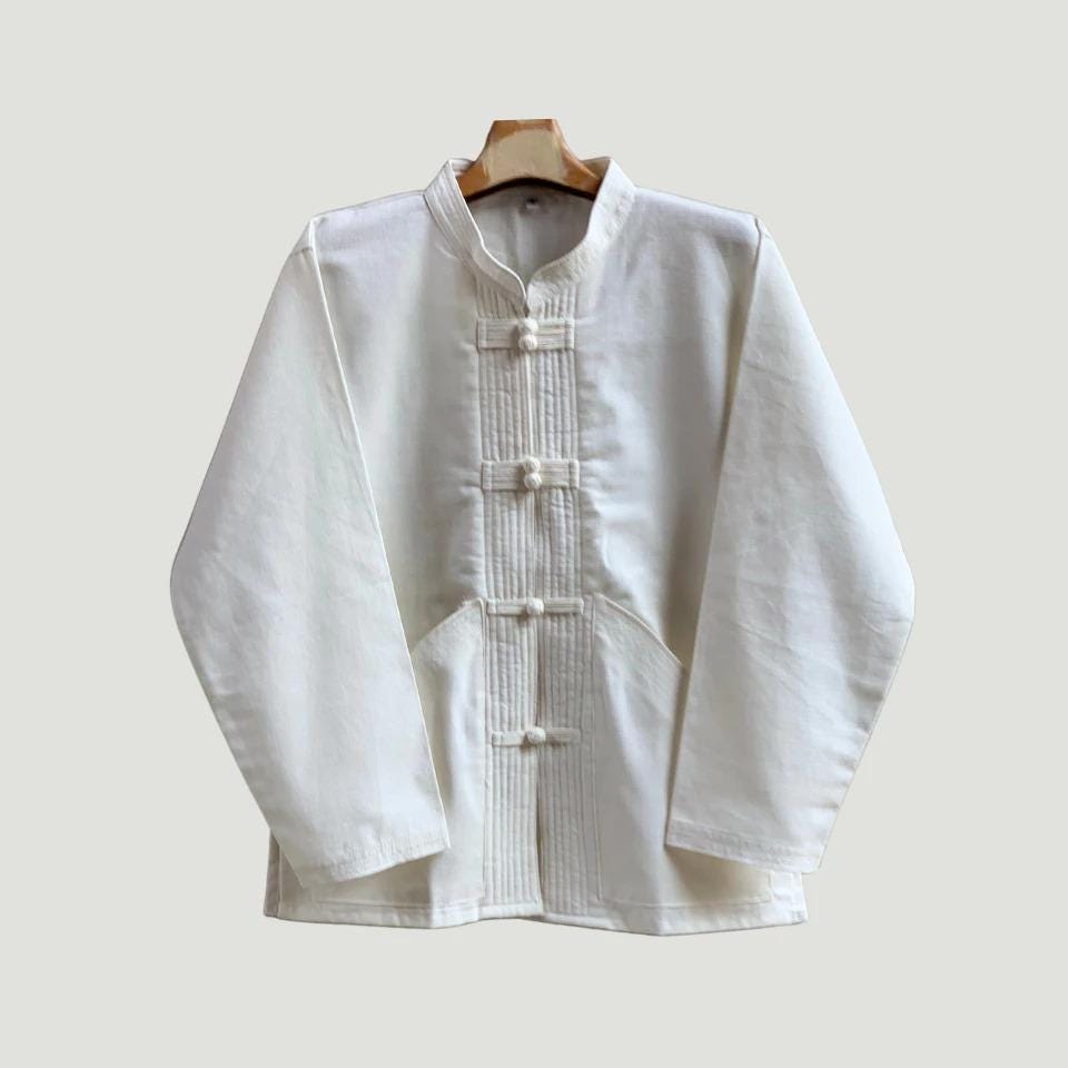 Men’s Lanna Cotton Shirt – Thai Style Mandarin Collar Shirt | Traditional Northern Thailand Fashion | Available Six Colors
