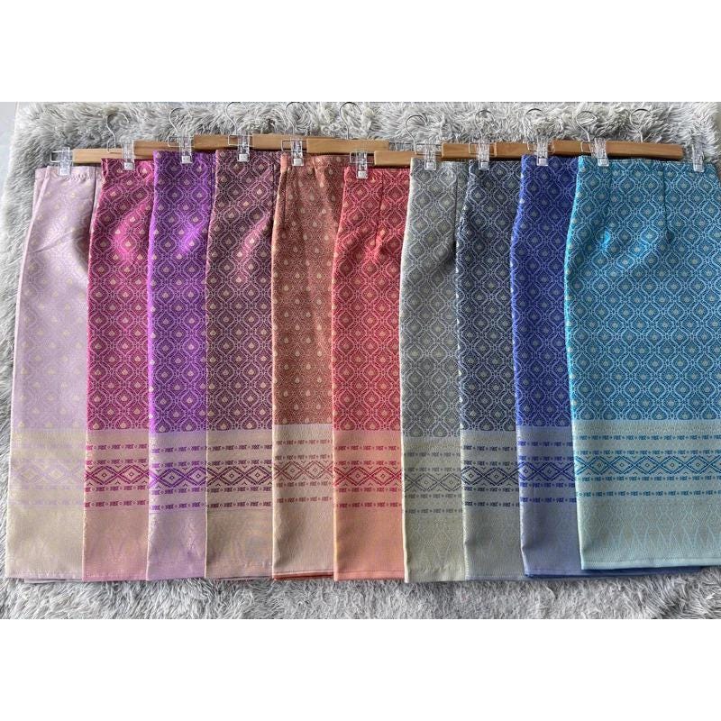 Sewn - Thai Salong - Silk - Fusible Web -Asian Salong - Woven Fabric - Lanna Style - Available in Nine Colors