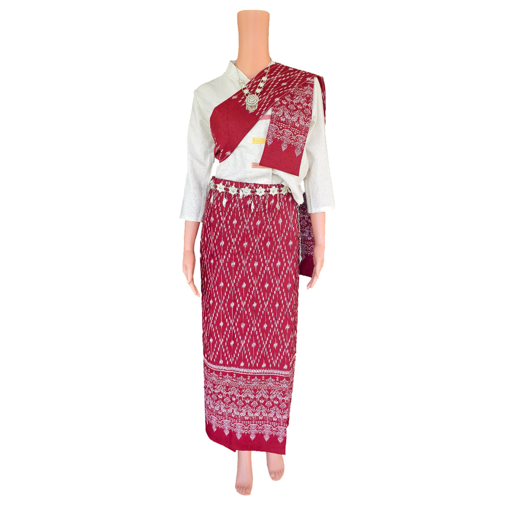 Set Thai Salong+Sabai - Cotton Salong - Free Size -Asian Salong - Lanna Style