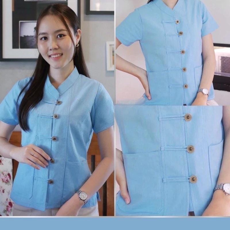 Thai Lanna Blouse - Thai Traditional Cotton Top - Thai Shirt - Cotton Shirt -Chest 36-42"”