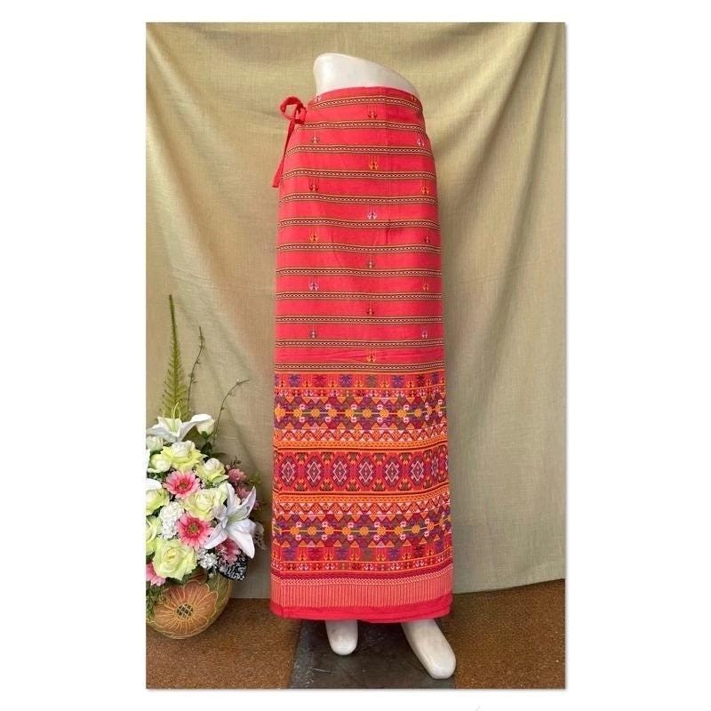 Thai Sarong Lanna Style - Thai, Laos Traditional Clothing - Cotton Sarong - Vintage Clothes