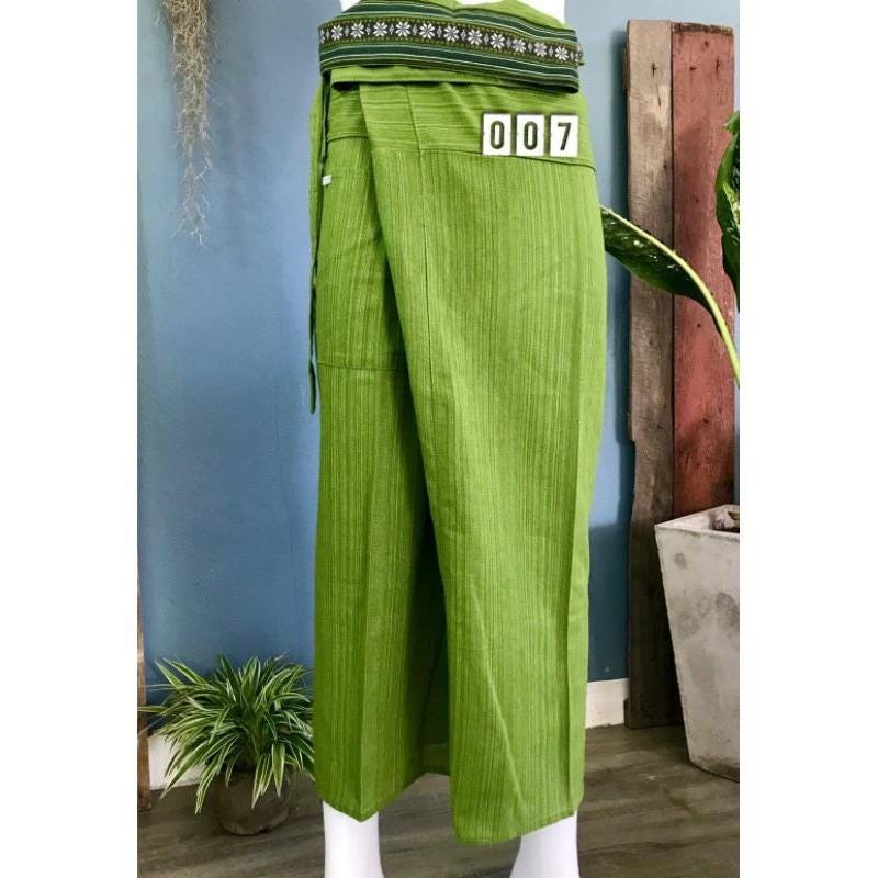Long Thai Fisherman Pants - Traditional Thai Wrap Pants - Yoga Pants - Unisex Thai Fisherman Pants - From Northern Thailand