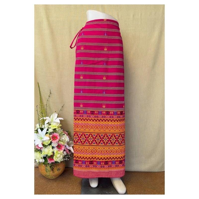 Thai Sarong Lanna Style - Thai, Laos Traditional Clothing - Cotton Sarong - Vintage Clothes