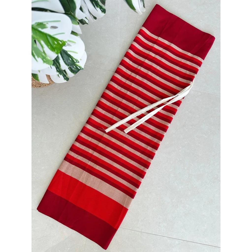 Thai Lanna Cotton Skirt – Woven Lamphun Fabric | Free Size Wrap Skirt