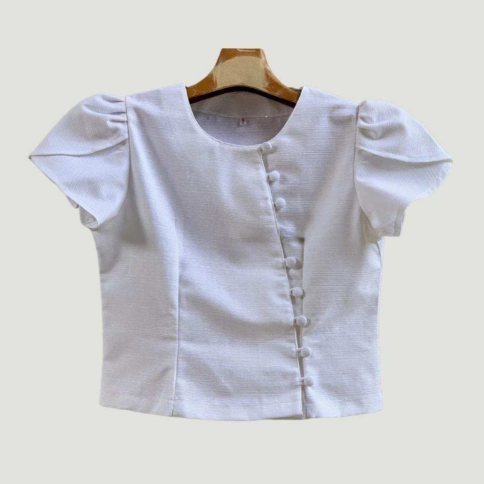 Thai Lanna Blouse - Thai Traditional Cotton Top - Thai Shirt - Cotton Shirt -Chest 34"-46" - Available Nine Colors