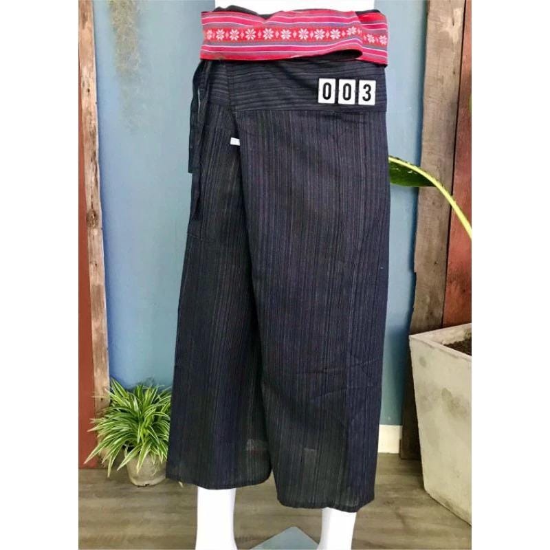 Long Thai Fisherman Pants - Traditional Thai Wrap Pants - Yoga Pants - Unisex Thai Fisherman Pants - From Northern Thailand