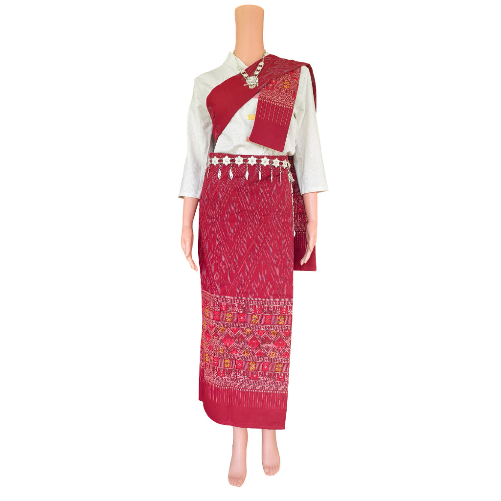 Set Thai Salong+Sabai - Cotton Salong - Free Size -Asian Salong - Lanna Style