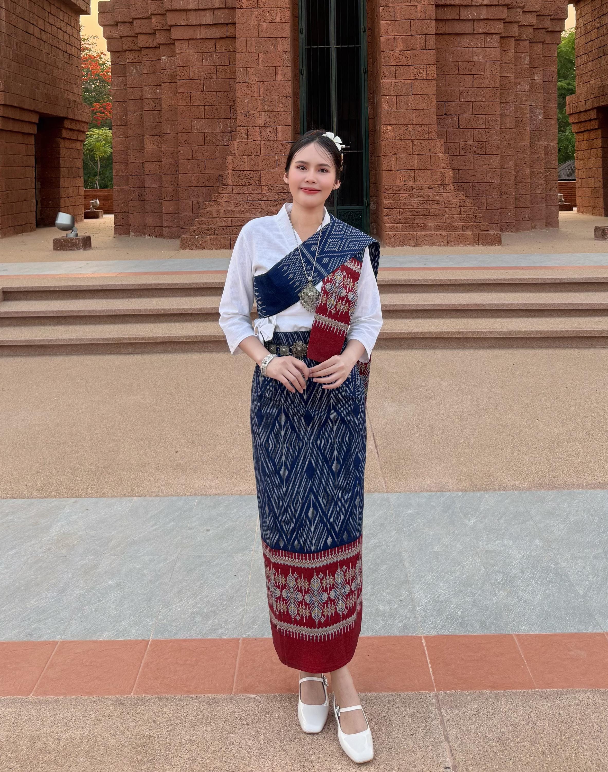 Set Thai Salong+Sabai - Cotton Salong - Free Size -Asian Salong - Lanna Style