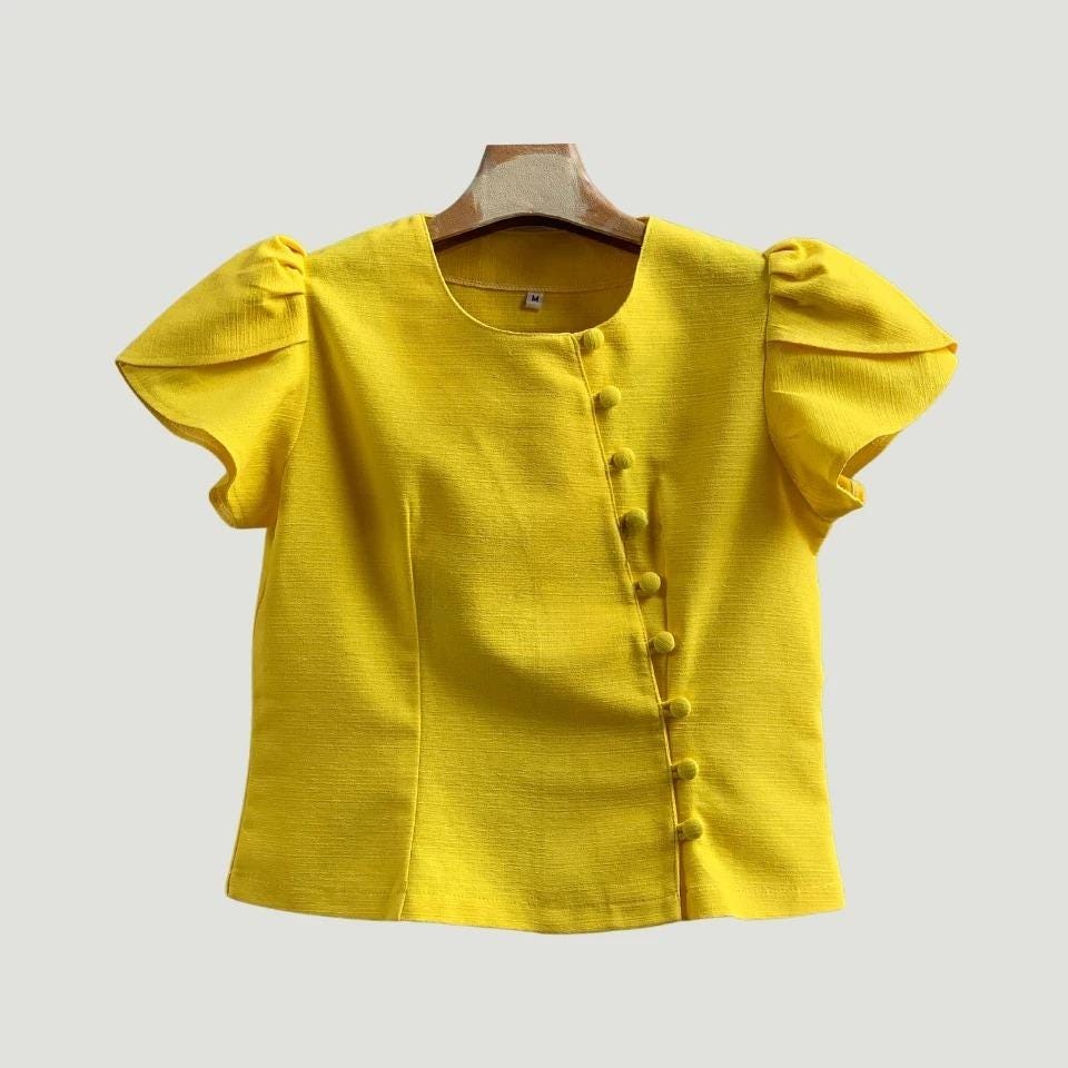 Thai Lanna Blouse - Thai Traditional Cotton Top - Thai Shirt - Cotton Shirt -Chest 34"-46" - Available Nine Colors