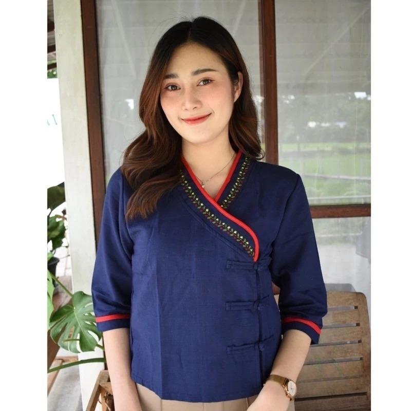 Thai Lanna Blouse - Thai Traditional Cotton Top - Thai Shirt - Cotton Shirt -Chest 36-42"”