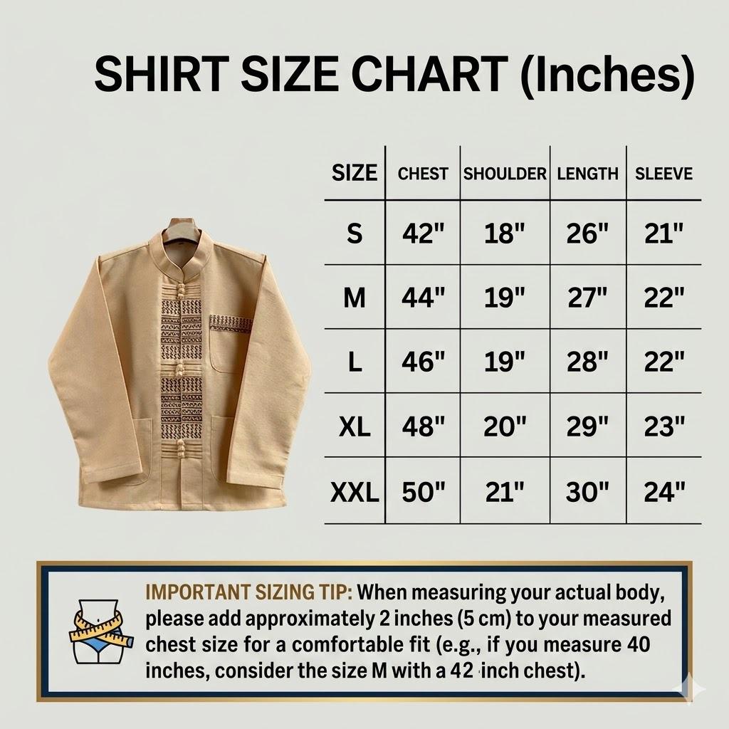 Premium Thai Cotton Men's Shirt, Chiang Mai Chinmai Fabric Mandarin Collar Jacket, Long Sleeve Traditional Embroidered Boho Festival Top