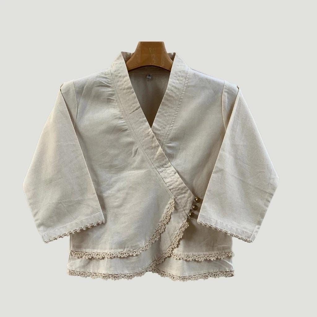 Thai Lanna Blouse - Thai Traditional Cotton Top - Thai Shirt - Cotton Shirt -Chest 34"-42" - Available Six Colors