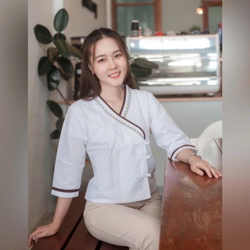 Thai Lanna Blouse - Thai Traditional Cotton Top - Thai Shirt - Cotton Shirt -Chest 36-42"”
