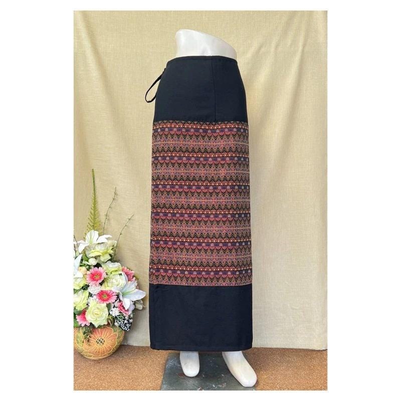 Thai Sarong Lanna Style - Thai, Laos Traditional Clothing - Cotton Sarong - Vintage Clothes