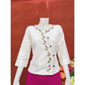 Thai Lanna Blouse - Thai Traditional Cotton Top - Thai Shirt - Cotton Shirt -Chest 36"-42"