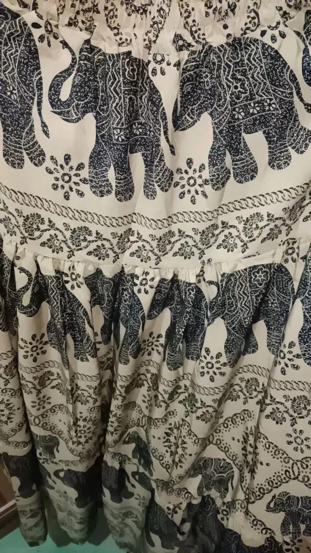 Long Elephant Skirt, High Waisted Tiered Maxi Skirt, Thai Elephant Pants Skirt, Boho Summer Festival Skirt, Smocked Waist Italian Silk