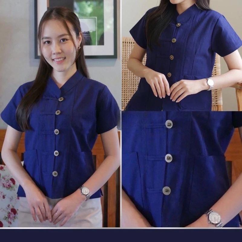 Thai Lanna Blouse - Thai Traditional Cotton Top - Thai Shirt - Cotton Shirt -Chest 36-42"”