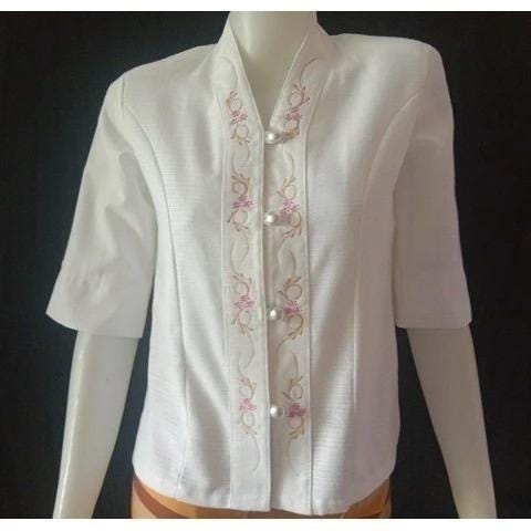 Thai Lanna Blouse - Thai Traditional Cotton Top - Thai Shirt - Cotton Shirt -Chest 36"-44"