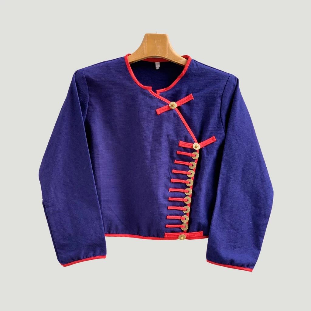 Thai Lanna Blouse - Thai Traditional Cotton Top - Thai Shirt - Cotton Shirt -Chest 36"-46" - Available Four Colors