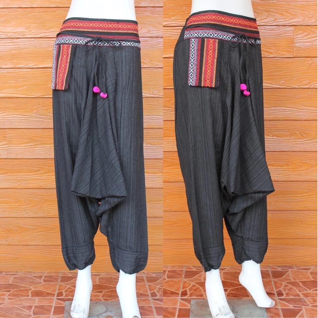 Hmong Pants Cotton Harem Pants Ethnic Tribal Handmade Boho Trousers