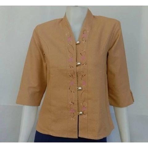 Thai Lanna Blouse - Thai Traditional Cotton Top - Thai Shirt - Cotton Shirt -Chest 36"-44"