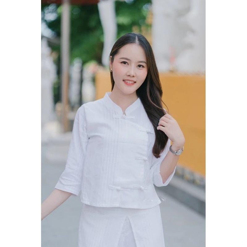 Thai Lanna Dress - Set 2 Pieces - Top+Pant - Thai Traditional Cotton Dress - Cotton Shirt -Chest 36"-42"