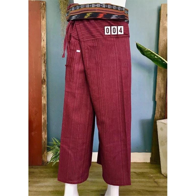 Long Thai Fisherman Pants - Traditional Thai Wrap Pants - Yoga Pants - Unisex Thai Fisherman Pants - From Northern Thailand