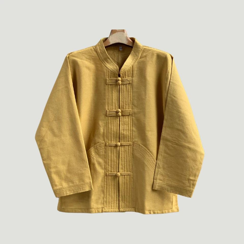 Men’s Lanna Cotton Shirt – Thai Style Mandarin Collar Shirt | Traditional Northern Thailand Fashion | Available Six Colors