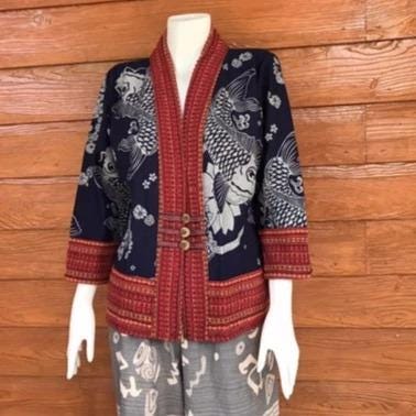 Thai Lanna Blouse - Thai Traditional Cotton Top - Crop Jacket - Cotton Shirt - Chest 44"
