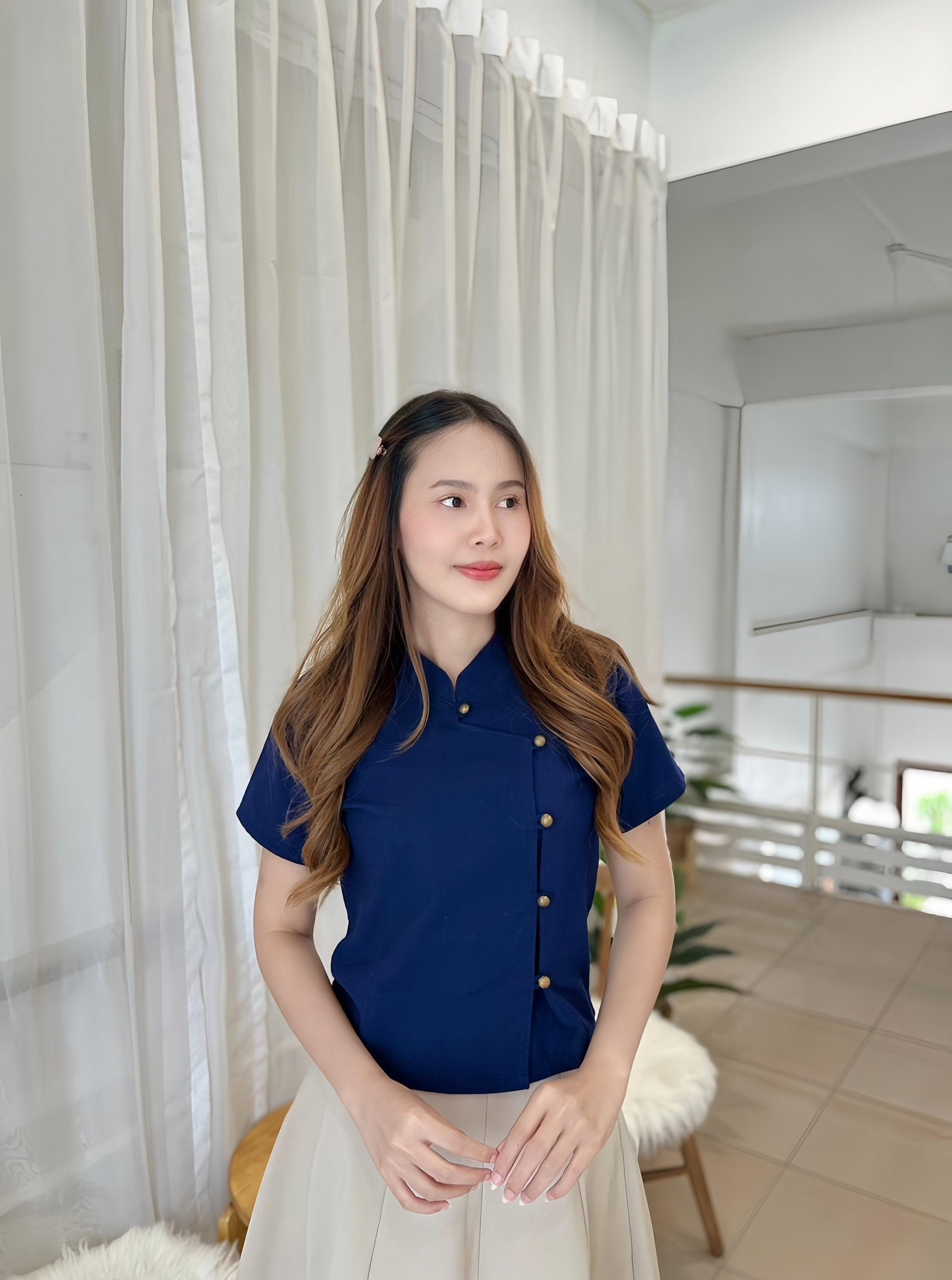 Thai Lanna Blouse - Thai Traditional Cotton Top - Thai Shirt - Cotton Shirt -Chest 36-44"”