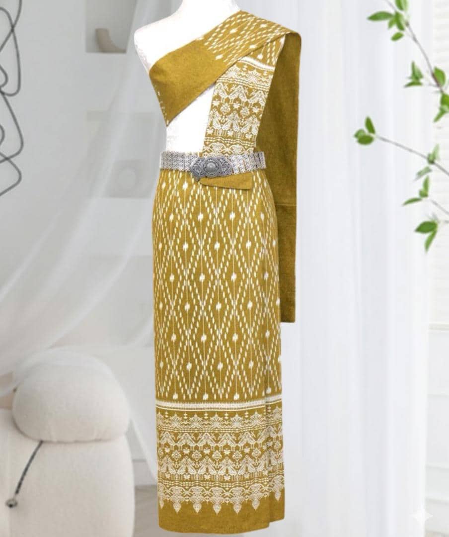 Set Thai Salong+Sabai - Cotton Salong - Free Size -Asian Salong - Lanna Style