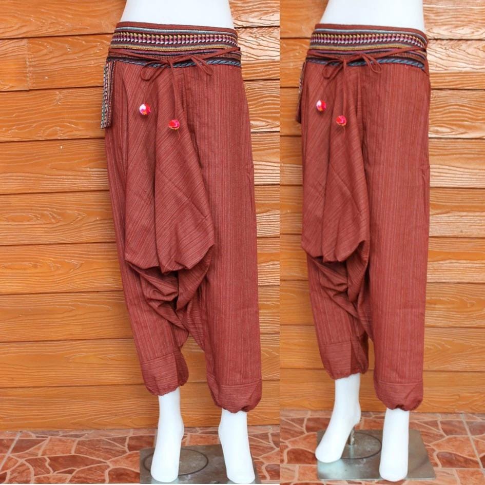 Hmong Pants Cotton Harem Pants Ethnic Tribal Handmade Boho Trousers