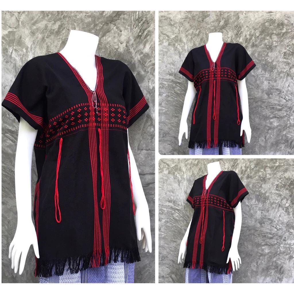Chest 50" - Karen Shirt + Handmade + Cotton + Ethnic / Tribal + Boho / Hill Tribe