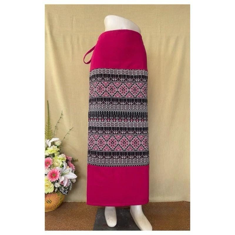 Thai Sarong Lanna Style - Thai, Laos Traditional Clothing - Cotton Sarong - Vintage Clothes