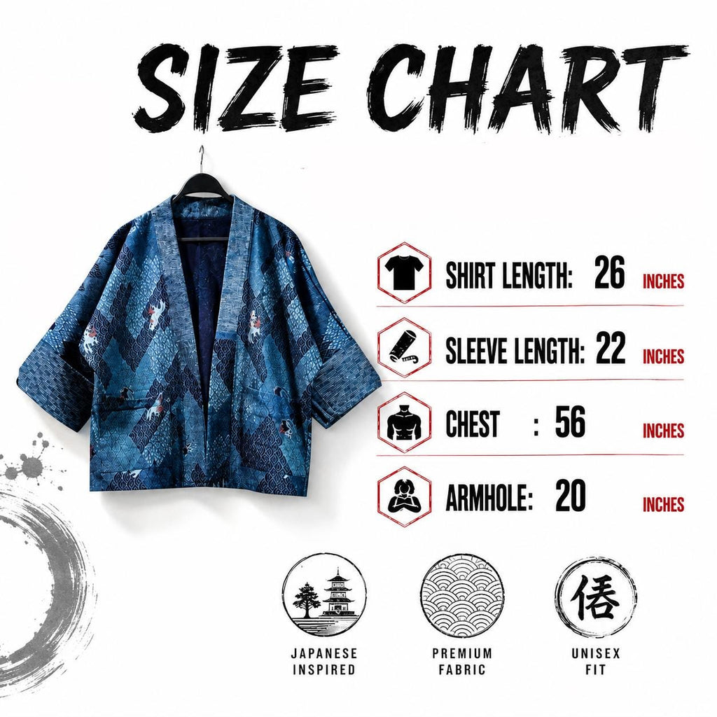 Chest 52" - Indigo Cotton Kimono Jacket | Unisex Yukata Cardigan | Handmade Batik Robe | Japanese Style Haori