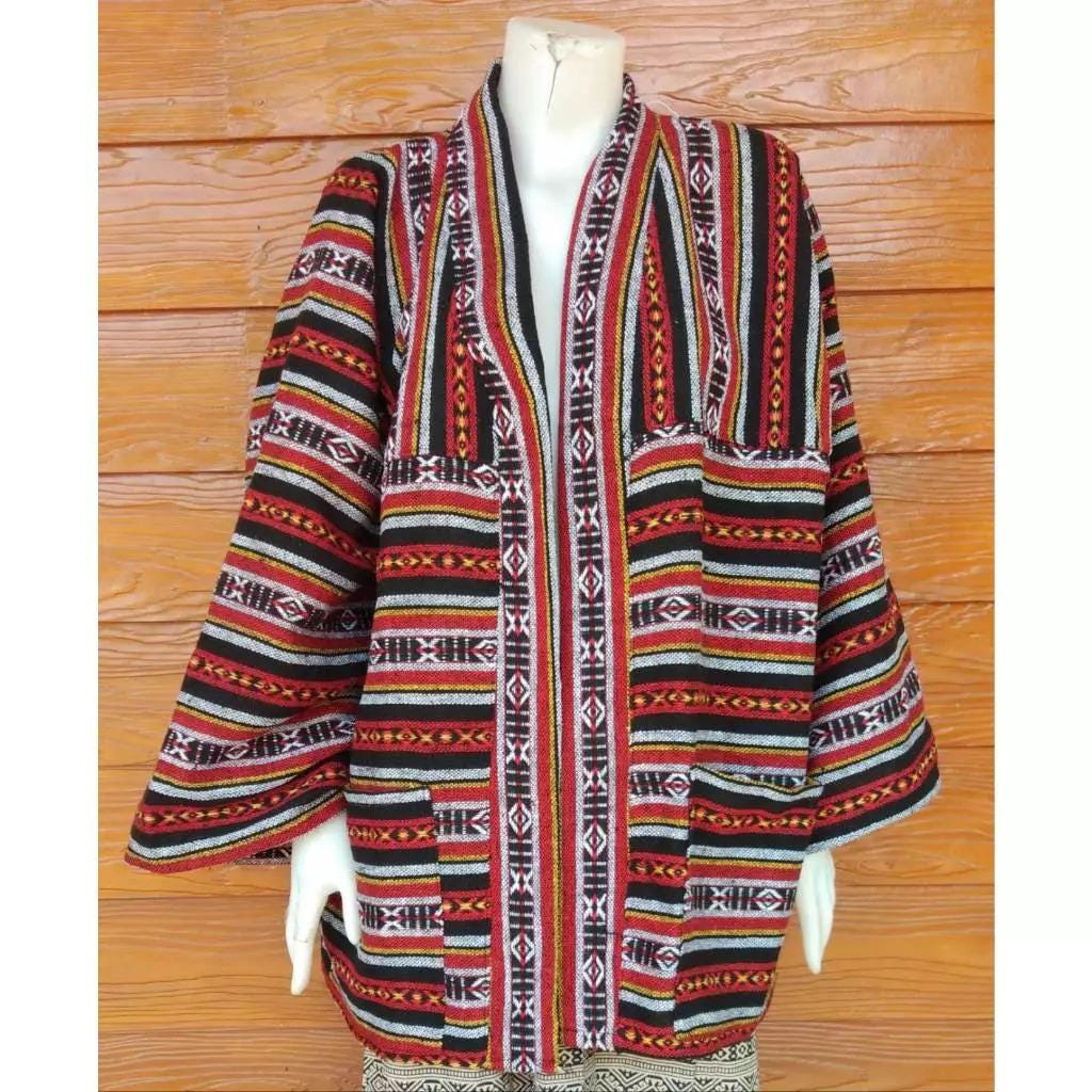 Cotton Jacket for Women - Kimono Jacket - Thai Lanna Blouse - Thai Traditional Cotton Top - Cotton Shirt - Chest 52"