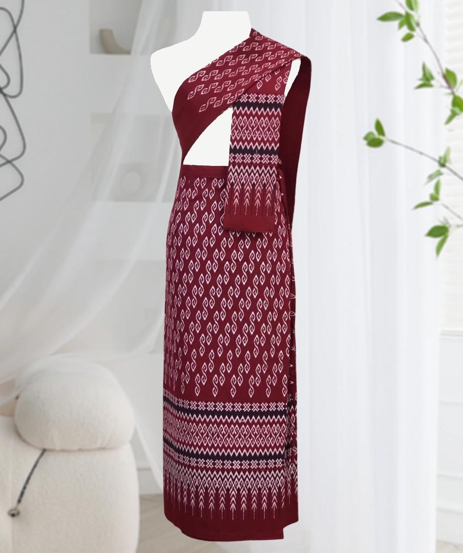 Set Thai Salong+Sabai - Cotton Salong - Free Size -Asian Salong - Lanna Style