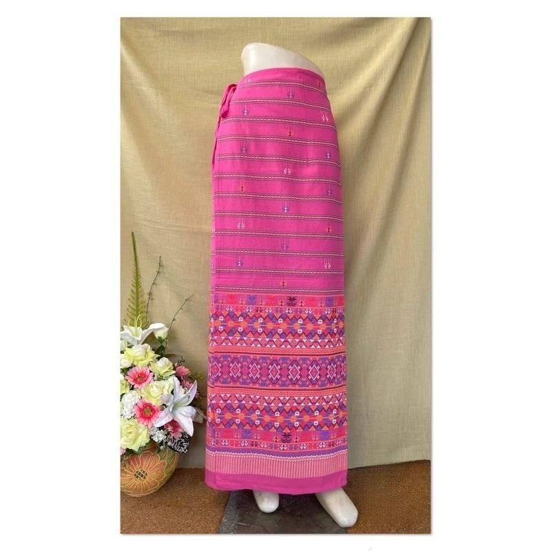 Thai Sarong Lanna Style - Thai, Laos Traditional Clothing - Cotton Sarong - Vintage Clothes