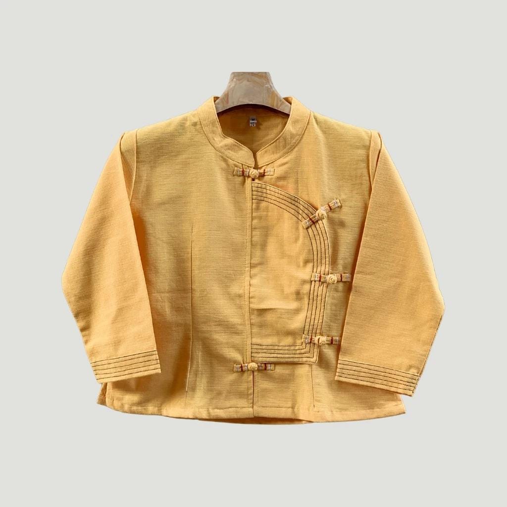 Thai Lanna Blouse - Thai Traditional Cotton Top - Thai Shirt - Cotton Shirt -Chest 36"-44" - Available Nine Colors