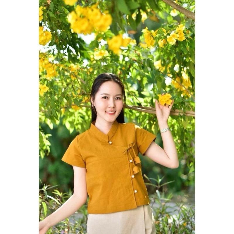 Thai Lanna Blouse - Thai Traditional Cotton Top - Thai Shirt - Cotton Shirt -Chest 36-44"”