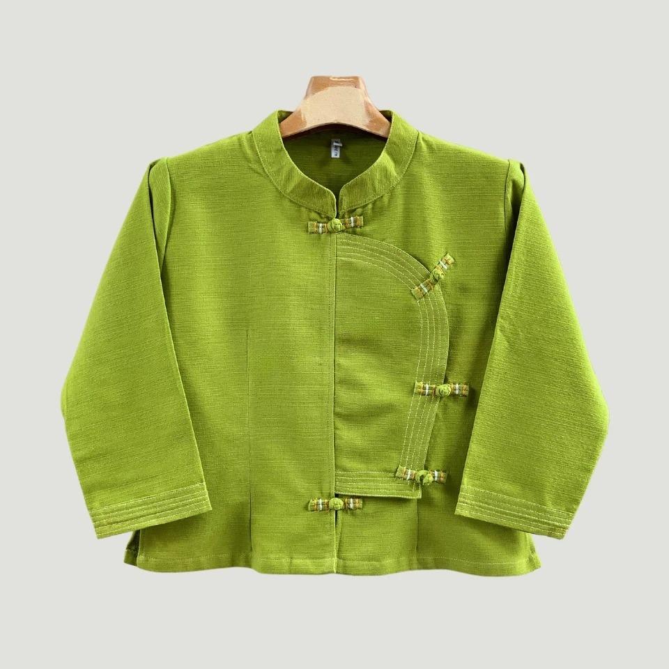 Thai Lanna Blouse - Thai Traditional Cotton Top - Thai Shirt - Cotton Shirt -Chest 36"-44" - Available Nine Colors