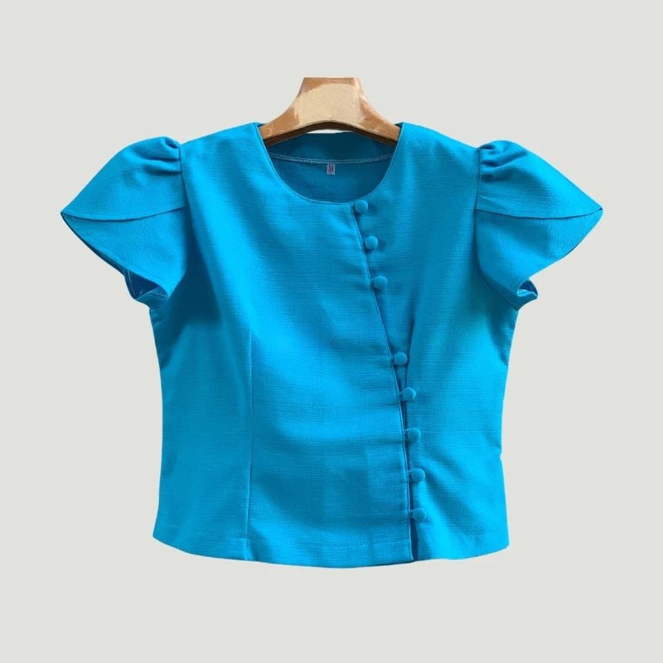 Thai Lanna Blouse - Thai Traditional Cotton Top - Thai Shirt - Cotton Shirt -Chest 34"-46" - Available Nine Colors