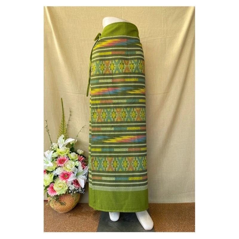 Thai Sarong Lanna Style - Thai, Laos Traditional Clothing - Cotton Sarong - Vintage Clothes