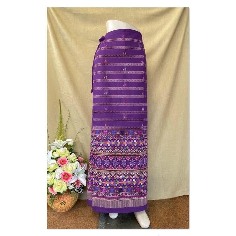 Thai Sarong Lanna Style - Thai, Laos Traditional Clothing - Cotton Sarong - Vintage Clothes